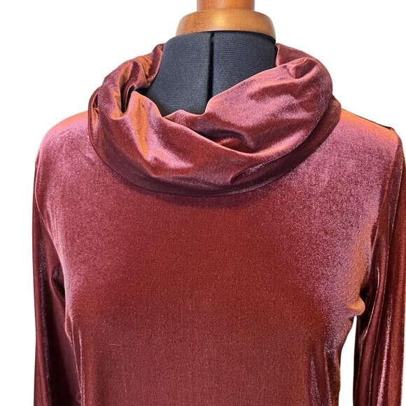 Jones New York Rust/Pink Signature Velvet Cowl Neck Top S - Picture 5 of 8
